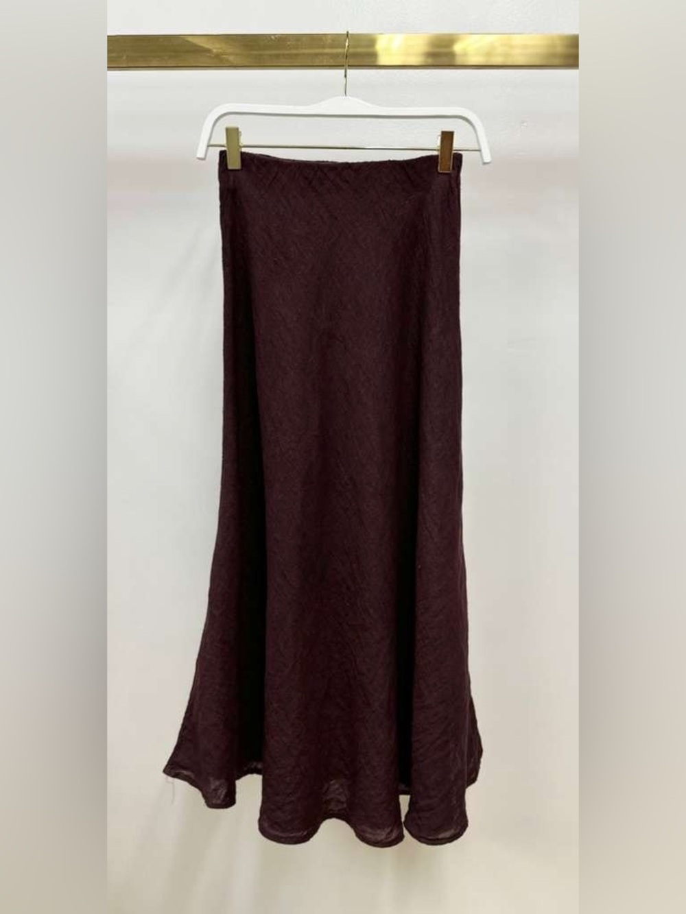 (113002-WIN) SOLID LINEN MIDI SKIRT